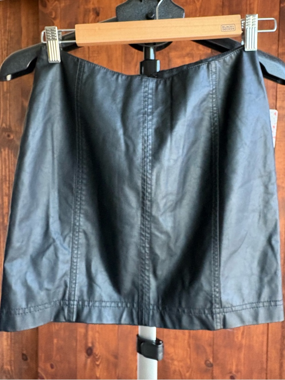 Free People Black Faux Leather Mini Skirt